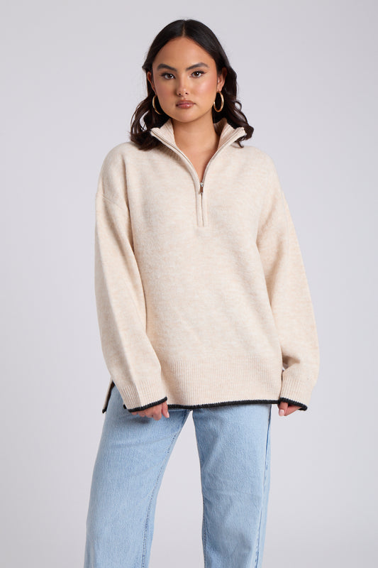 Contrast Half Zip Jumper