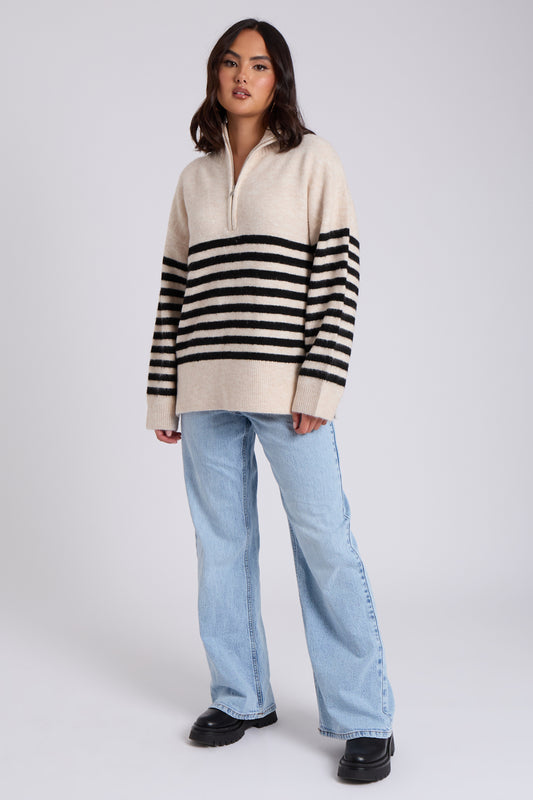 Half Zip Stripe Jumper