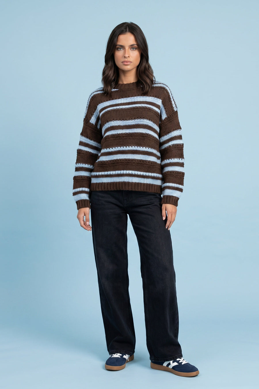 Textured Stripe Crew Neck Jumper
