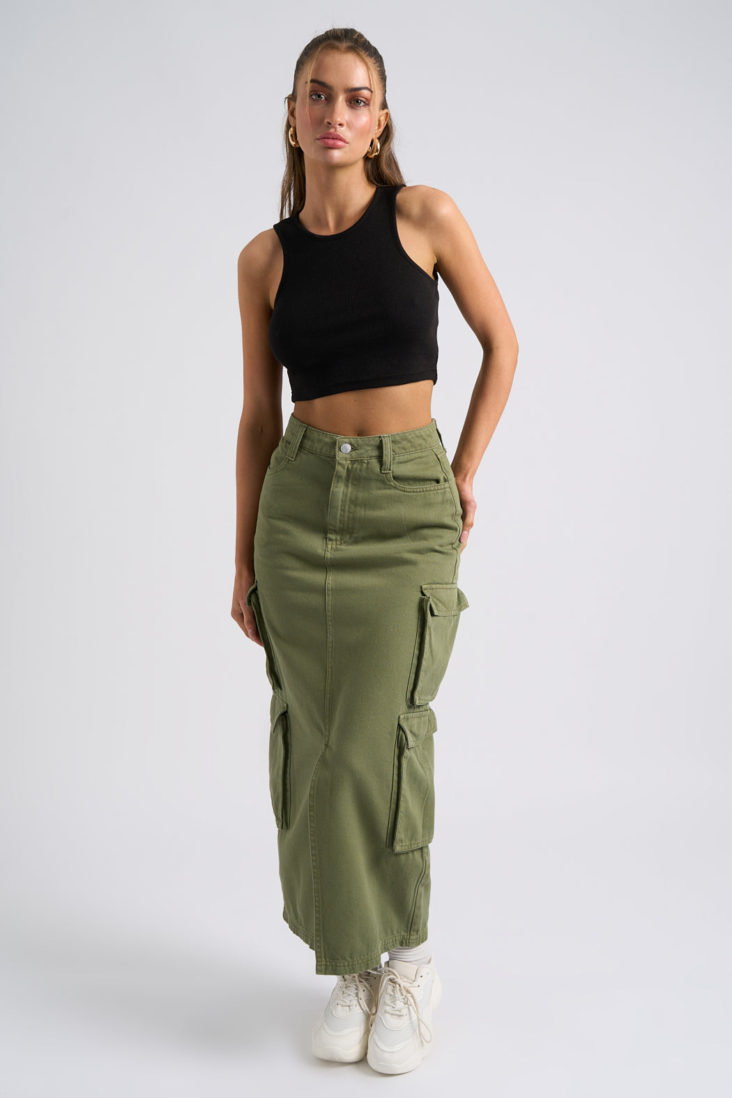 CARGO BALLOON SKIRT IN KHAKI
