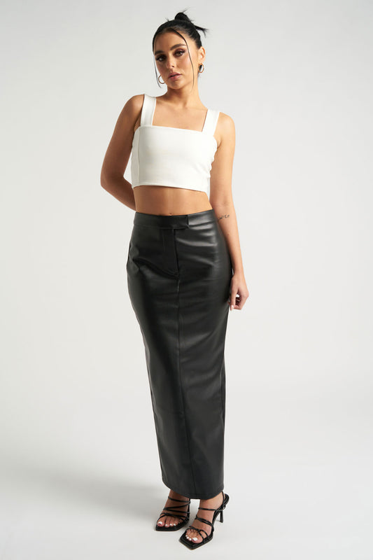 Black Maxi PU Skirt