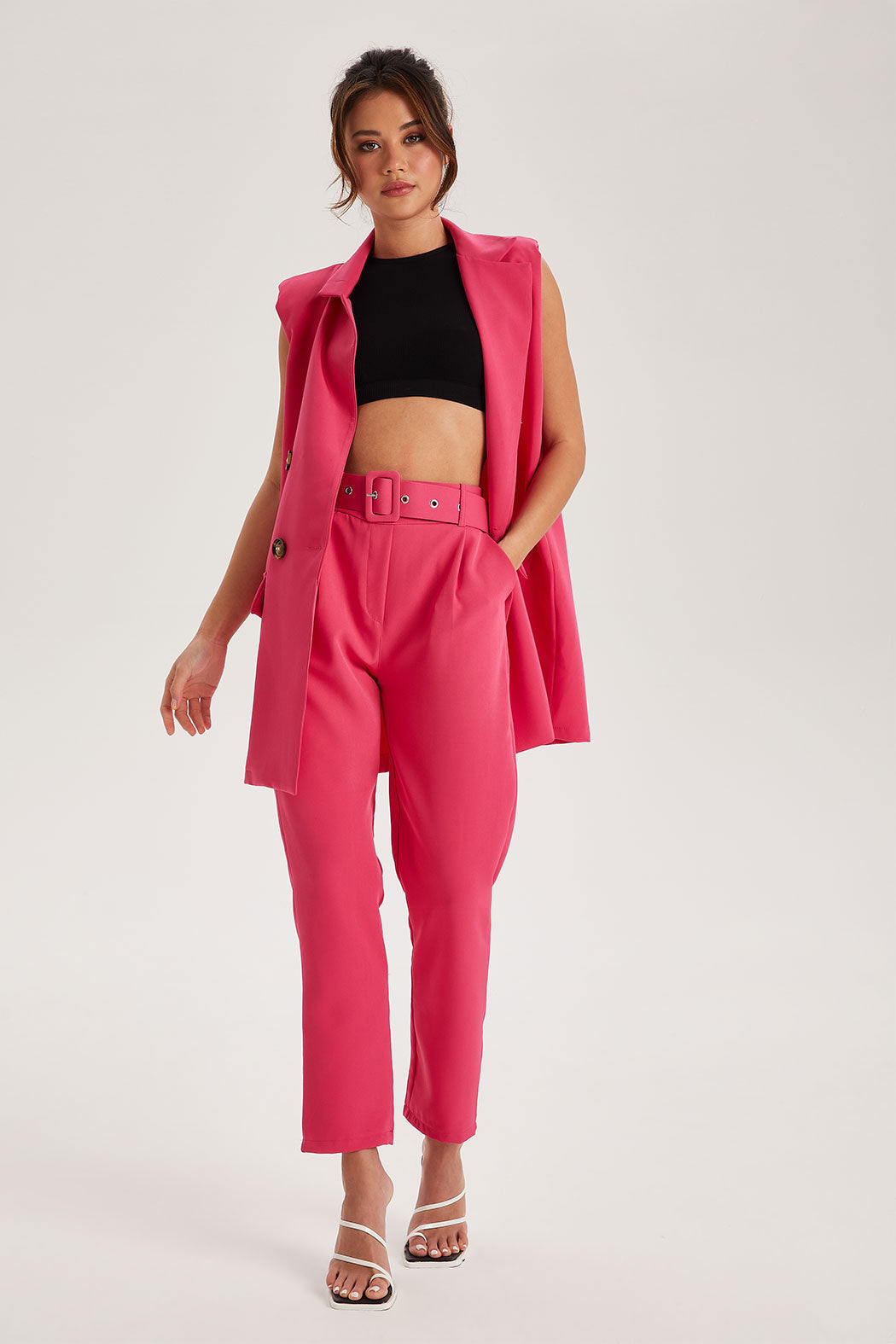 Urban Bliss Bright Pink Belted Trousers