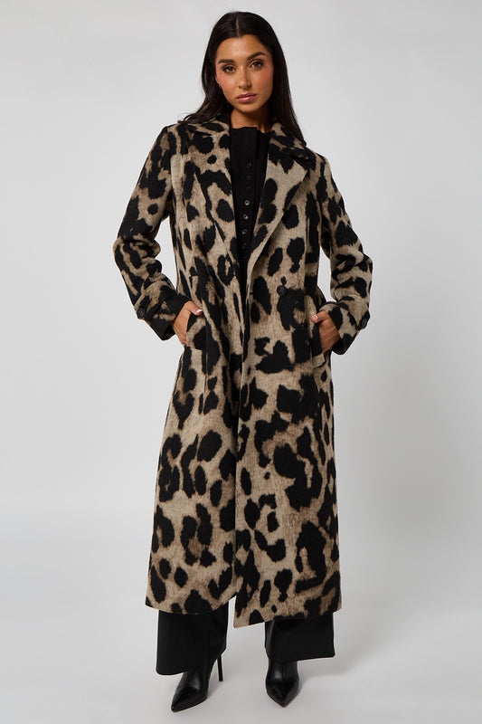 Longline Leopard Formal Coat