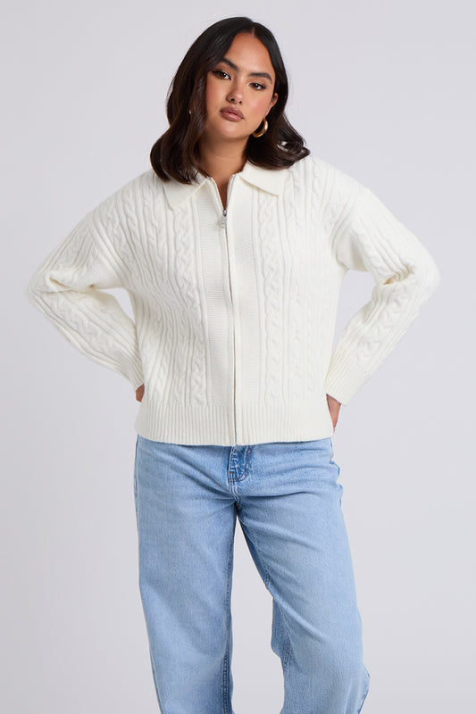 Cable Zip Up Cardigan