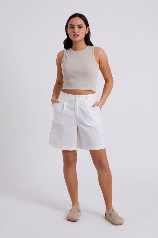 White Linen Blend Short