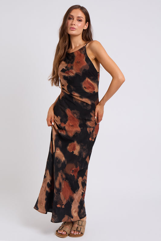 Animal High Neck Maxi Dress