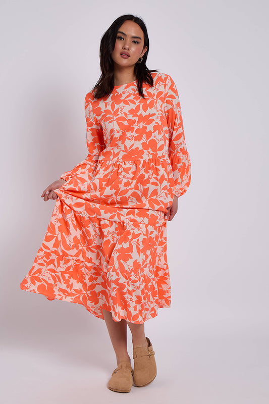 Orange Stencil Floral Smock