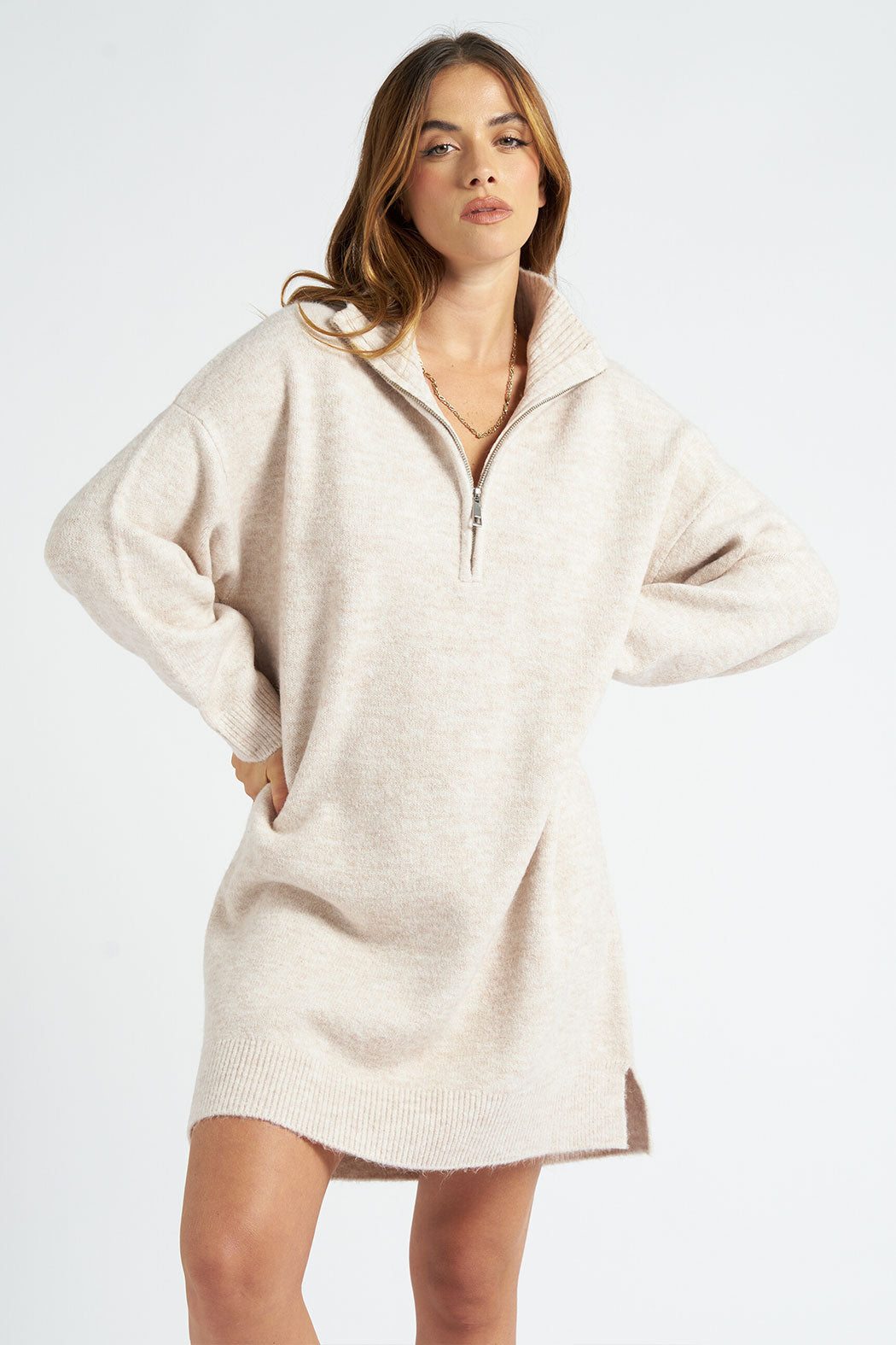 Oversized Half-zip Dress