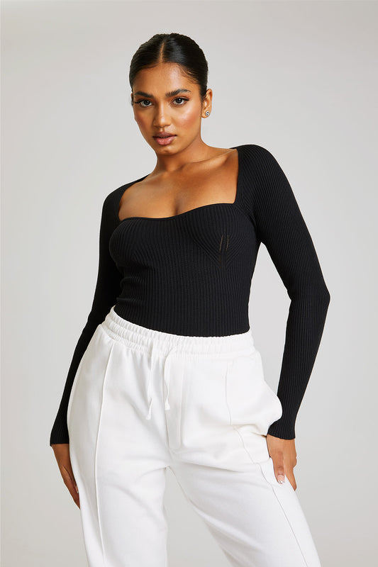 Tall Black Square Neck Sweetheart Top
