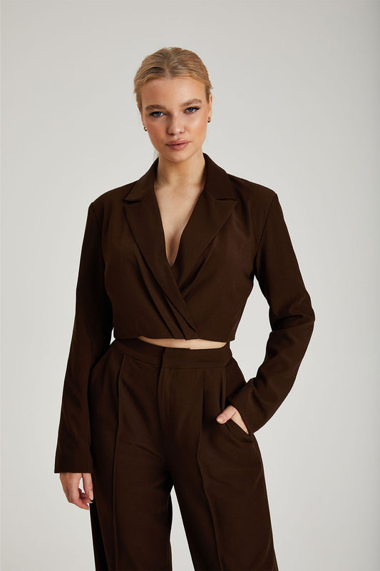 Cropped Gathered Blazer