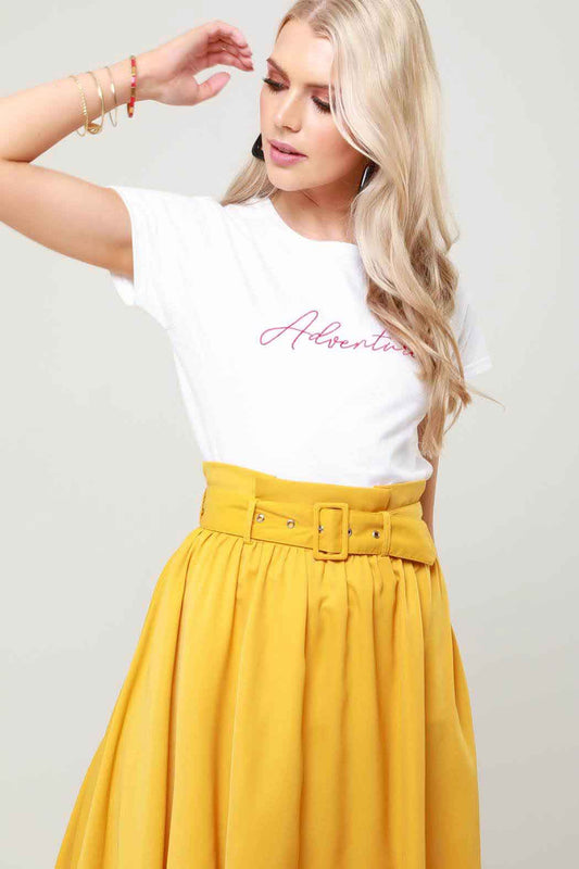 Adventure White Embroidered Red Logo T-Shirt
