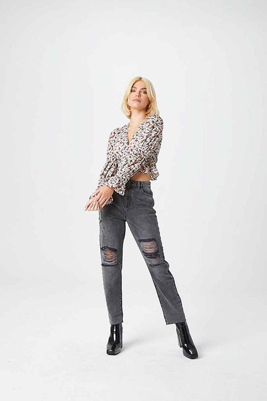 Elliott Black Ripped Mom Jeans