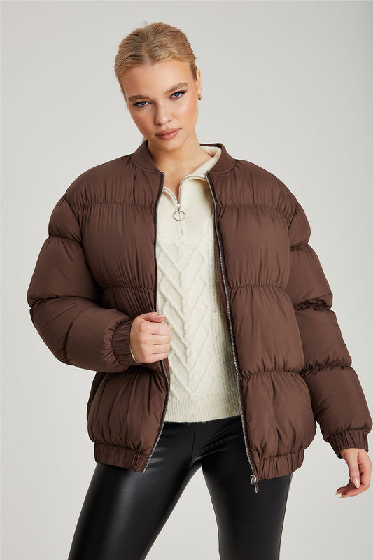 Oversized Gathered Puffball Puffa Coat