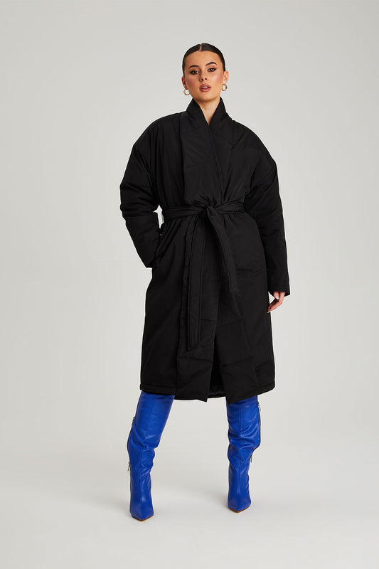 Black Belted Puffer Jacket