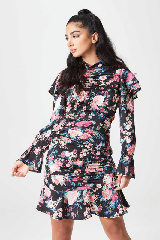 Ingrid Floral Centre Ruched Dress