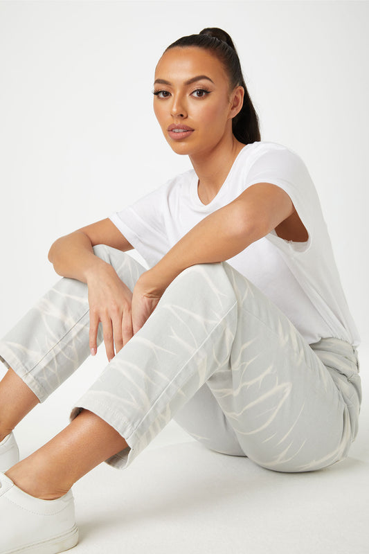 Water Printed Mom Jean
