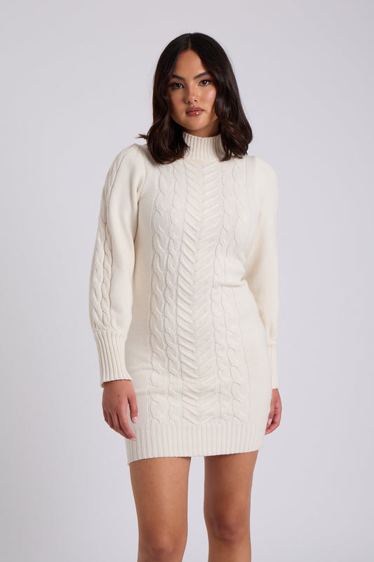 Lia Cream Cable Knit Dress