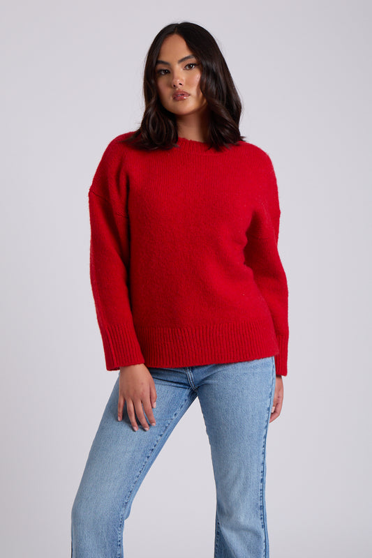 Red Wool Blend Crew Neck Jumper