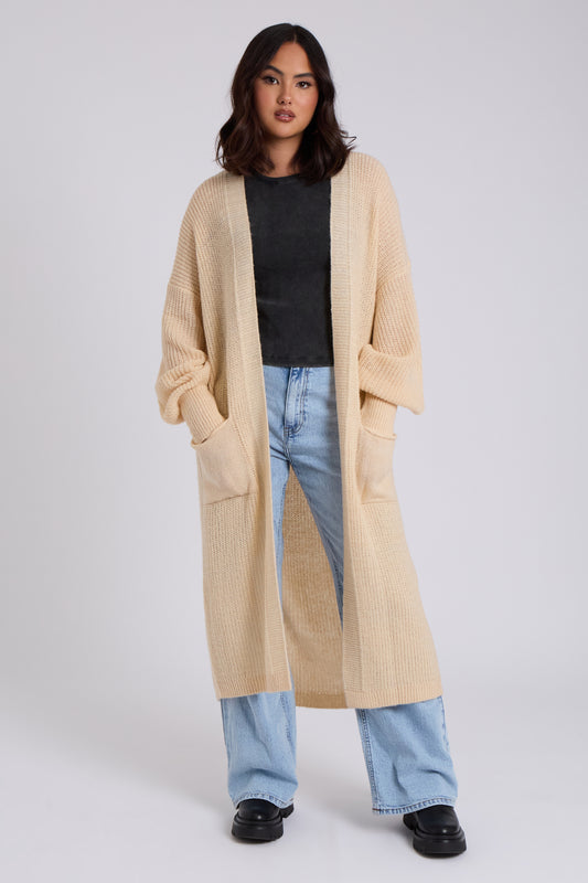 Stone Chunky Longline Cardigan