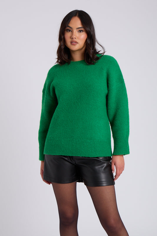 Green Wool Blend Crew Neck Jumper