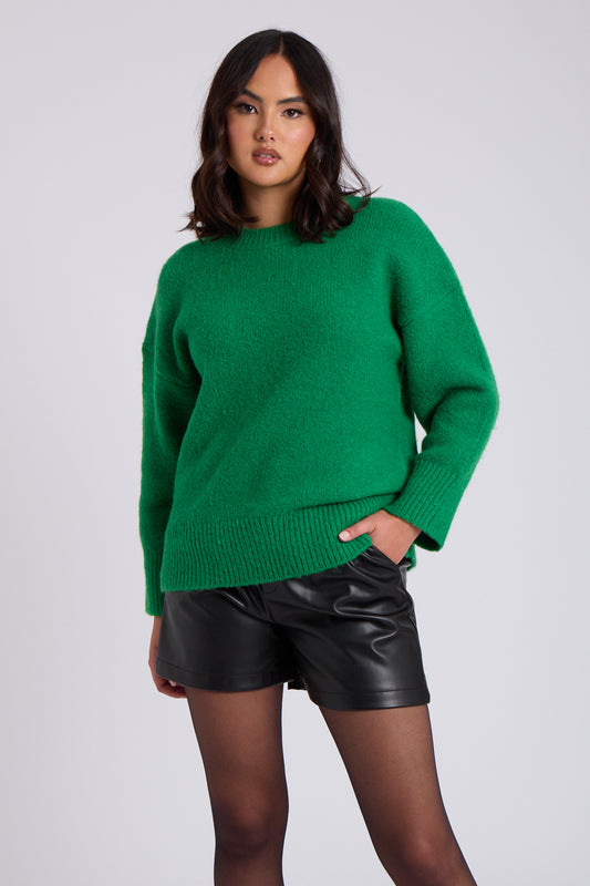 Green Wool Blend Crew Neck Jumper