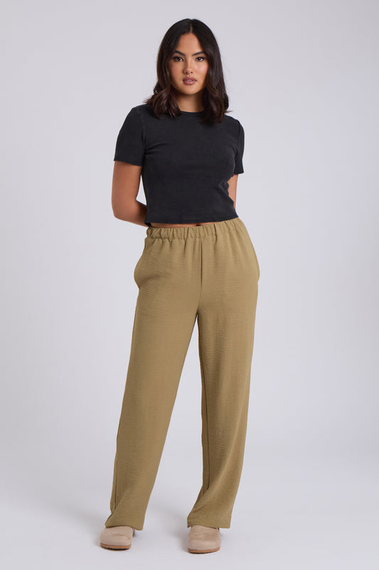 Khaki Wide Leg Pants