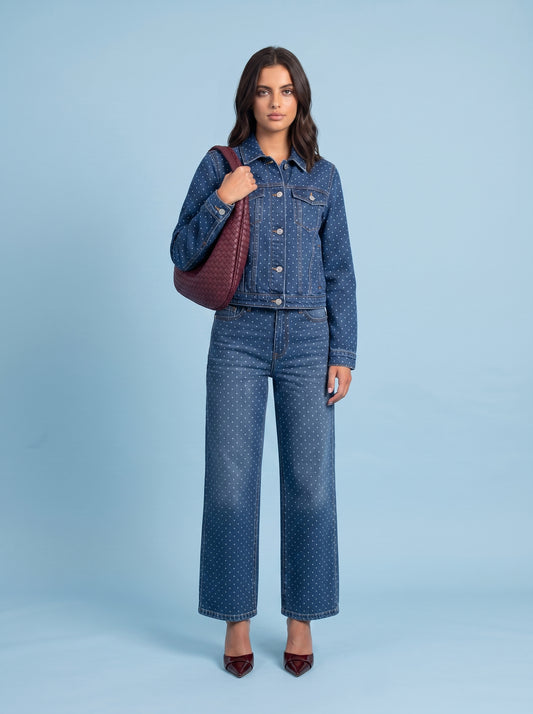 Mini Spot Wide Leg Jean Mid Blue