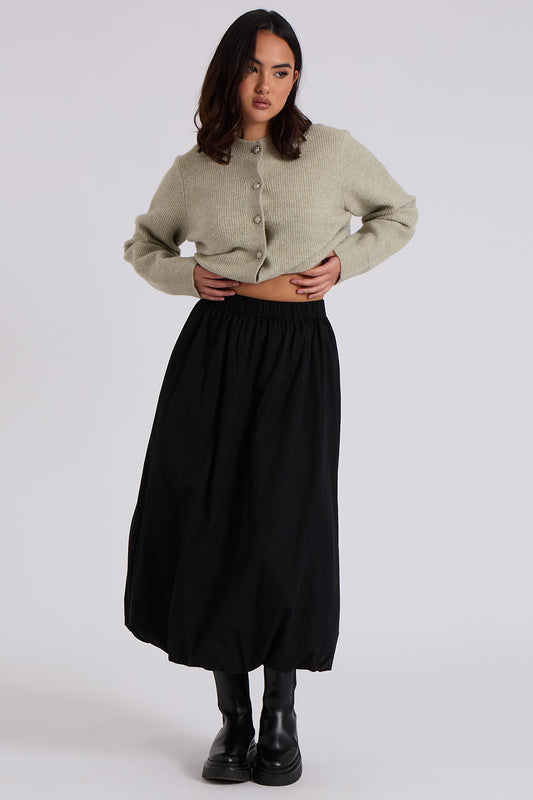 Bubble Hem Midi Skirt