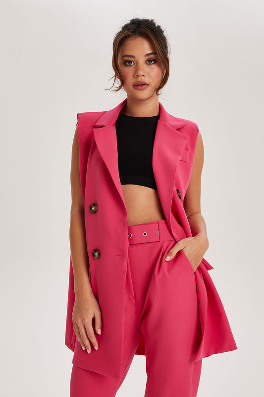 Hot Pink Sleeveless Blazer