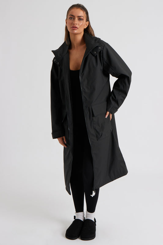 Black Rubberised Raincoat