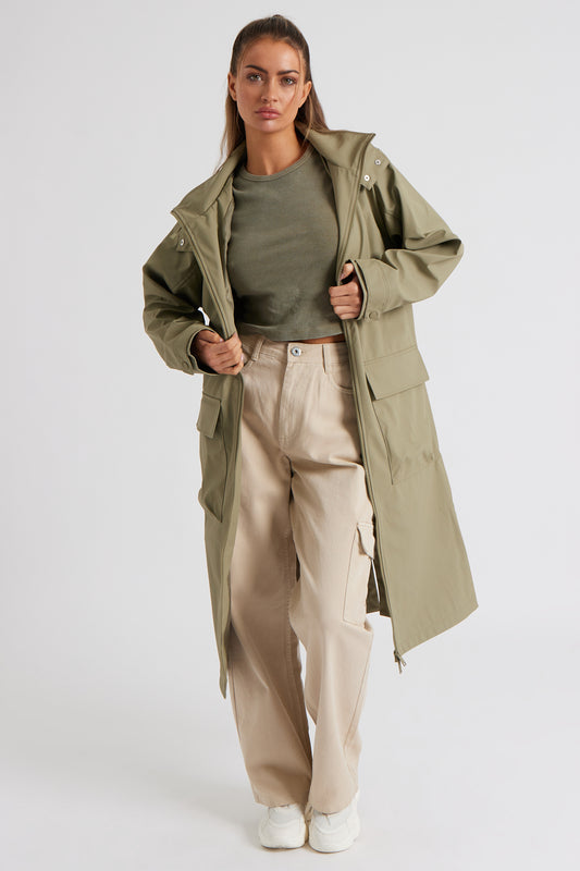 Khaki Rubberised Raincoat