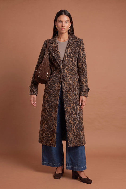 Petite Leopard Formal Coat
