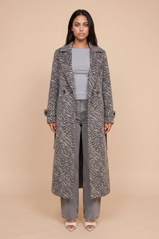 Wool Blend Zebra Formal Coat