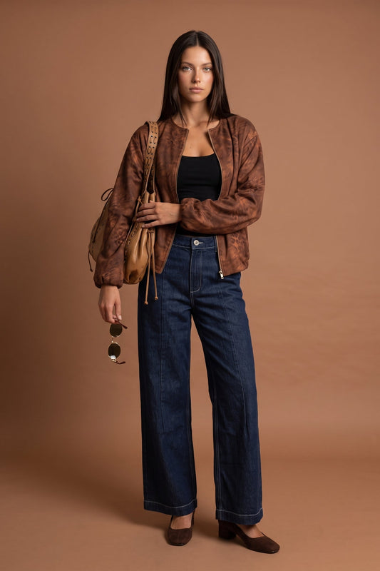 Animal Faux Suede Bubble Hem Jacket