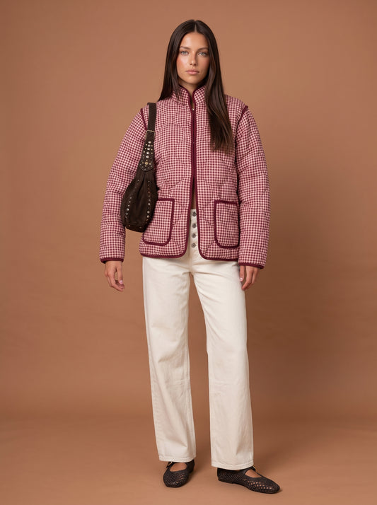 Gingham Quilted Coat