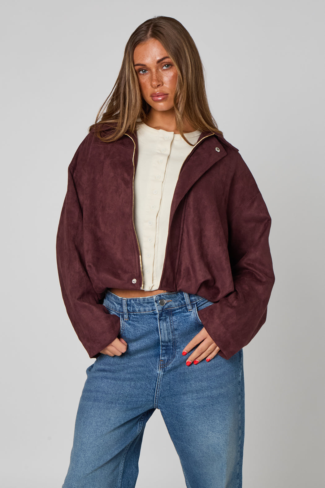 Faux Suede Bubble Jacket