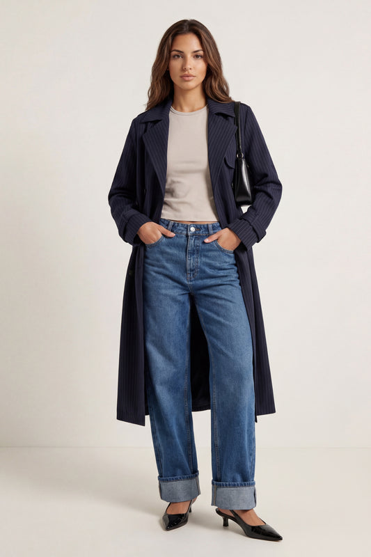 Stripe Trench Coat