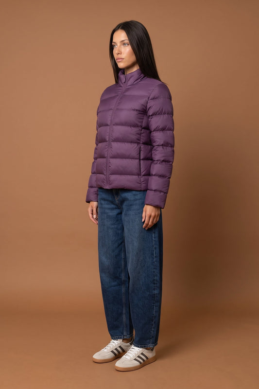 Lightweight Puffer And Bag Plum