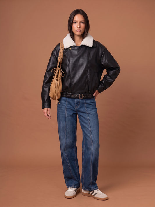 Borg Pu Bomber Jacket