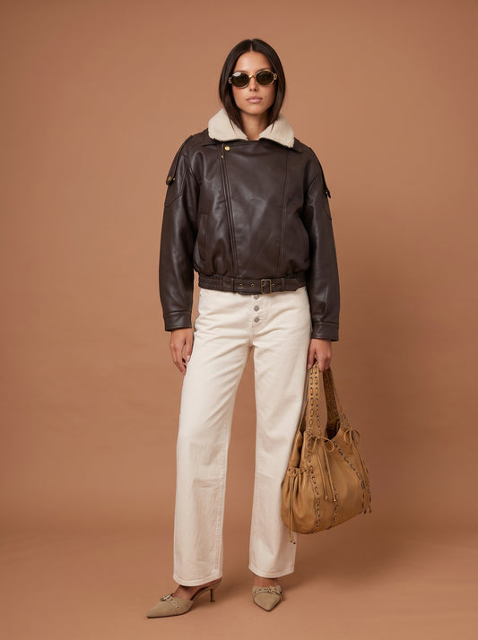 PU Borg Bomber Jacket