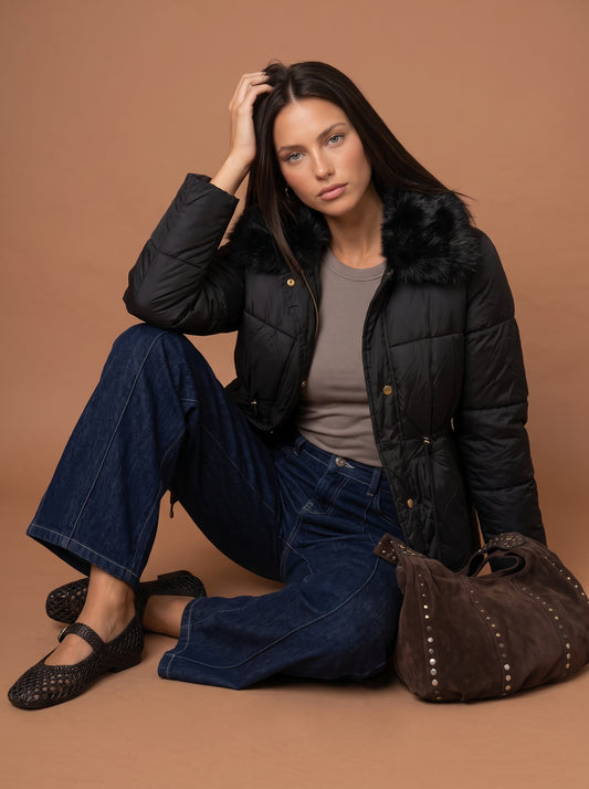 Faux Fur Waisted Puffer