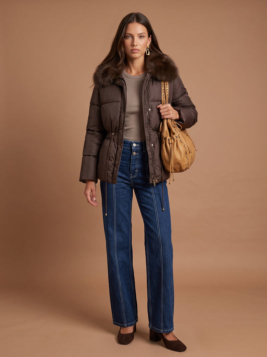 Faux Fur Waisted Puffer