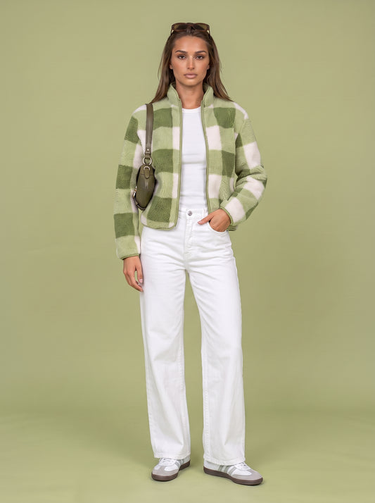 Check Fleece Jacket Matcha