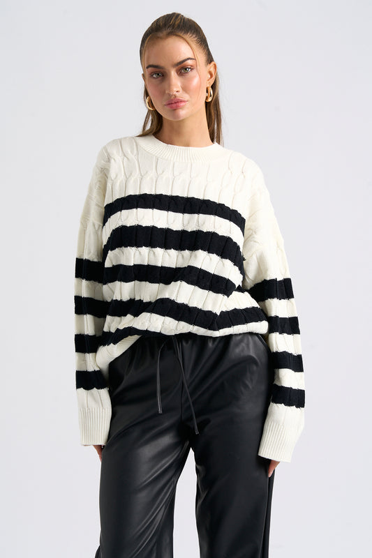 Cable Knit Stripe Jumper