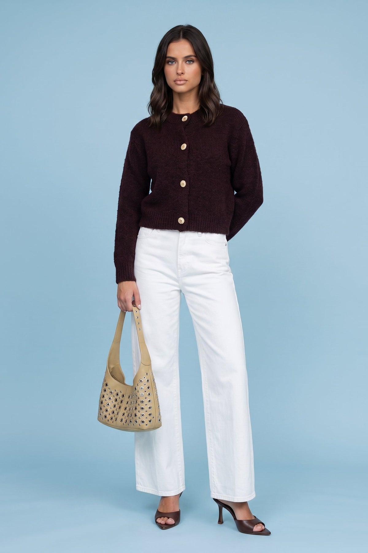 Wool Blend Cropped Cardigan
