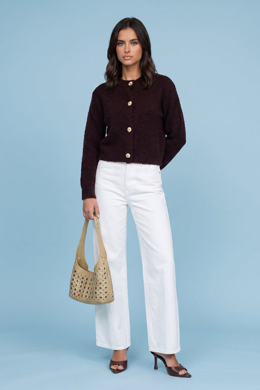 Wool Blend Cropped Cardigan