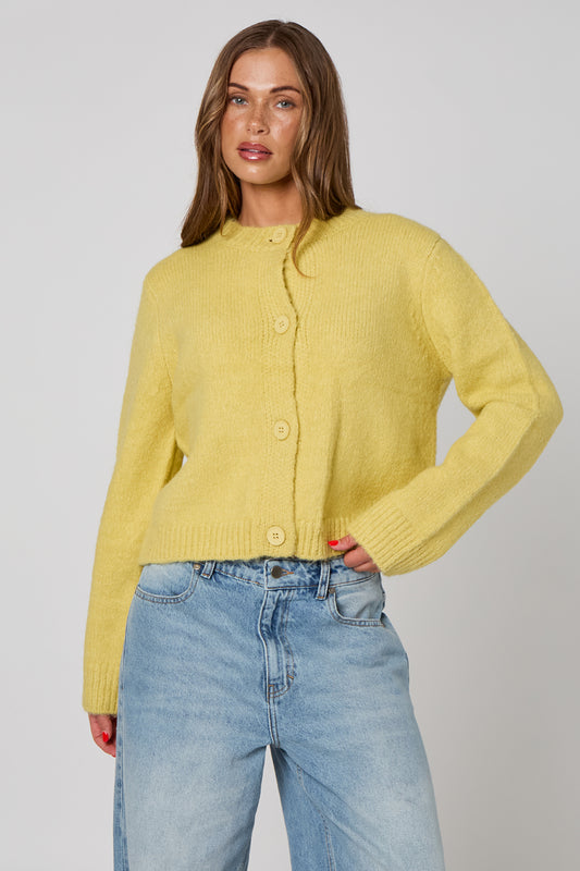 Lime Cropped soft knit cardigan