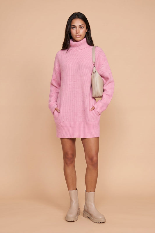 Wool Blend Roll Neck Mini Dress