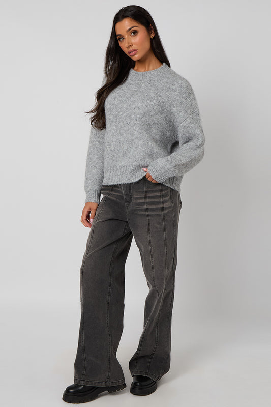 Grey Wool-Blend Jumper