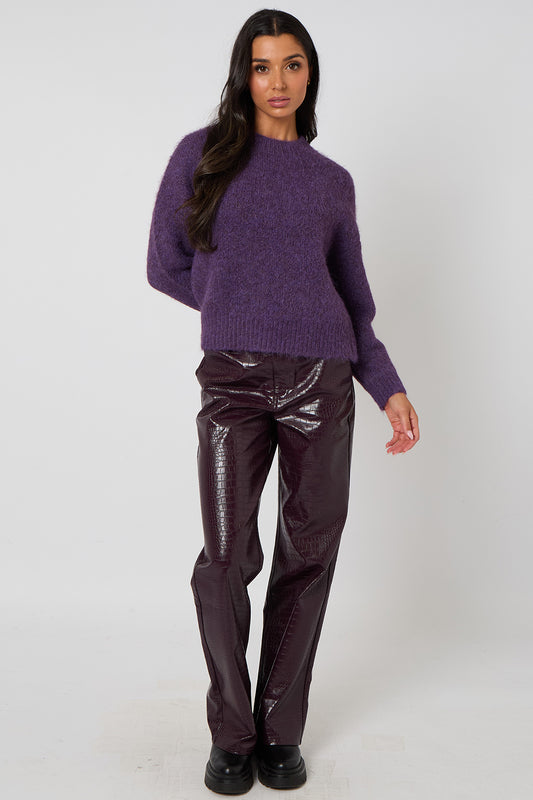Plum Wool-Blend Jumper